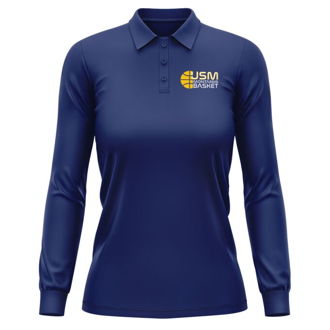 Polo Femme Manches Longues Bleu royal USM Montargis Basket