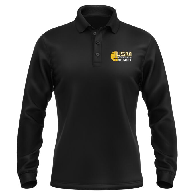 Polo Homme Manches Longues Noir USM Montargis Basket