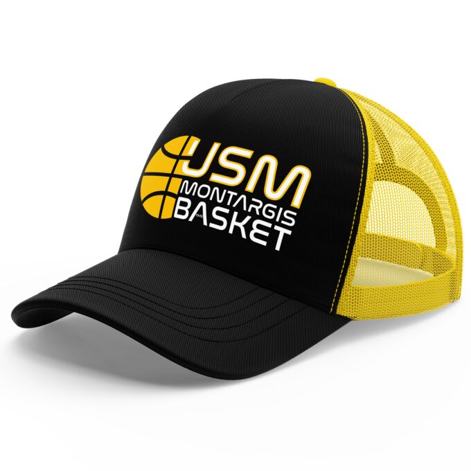 Casquette Trucker avec filet (idéal pour l'été) Noire USM Montargis Basket