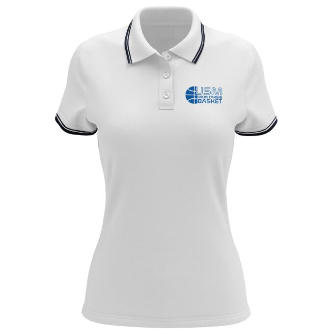 Polo Femme Contrasté Blanc USM Montargis Basket
