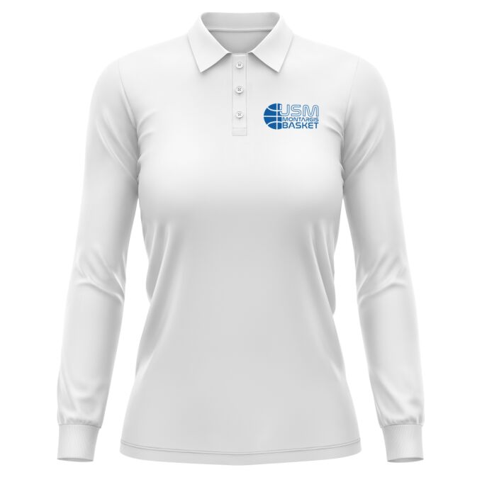Polo Femme Manches Longues Blanc USM Montargis Basket