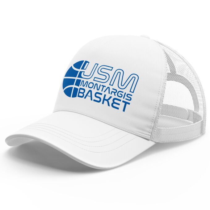 Casquette Trucker avec filet (idéal pour l'été) Blanche USM Montargis Basket